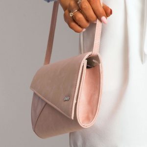 Pink clutch bag with asymmetrical flip