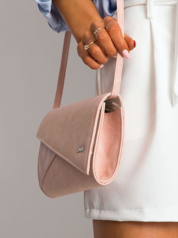 Pink clutch bag with asymmetrical flip