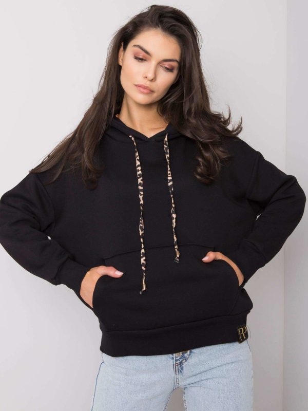 Cintia RUE PARIS black kangaroo sweatshirt