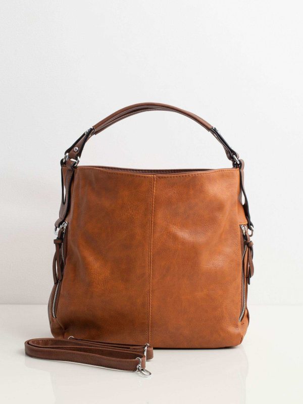 Brown eco leather city bag