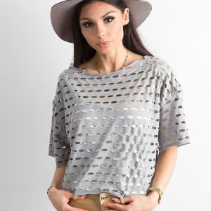 Openwork blouse for women gray