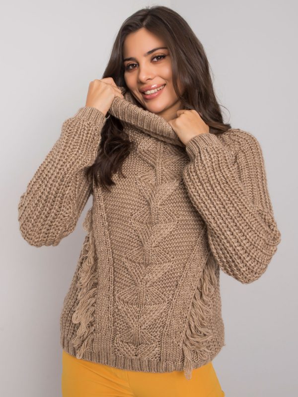 Dark beige women's turtleneck sweater Winchester RUE PARIS