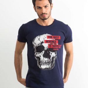 Navy blue cotton t-shirt for men with print