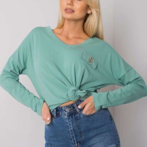 Pistachio V Neck Blouse Bianca