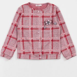 Pink and red checkered children's sweater