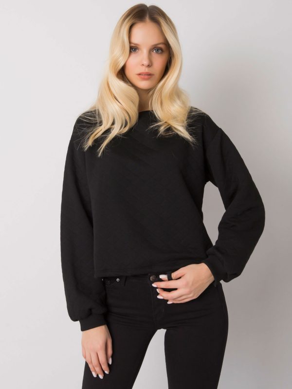 Black quilted sweatshirt without hood Kerstine