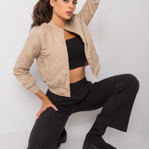 Sherise Beige Quilted Bomber Jacket