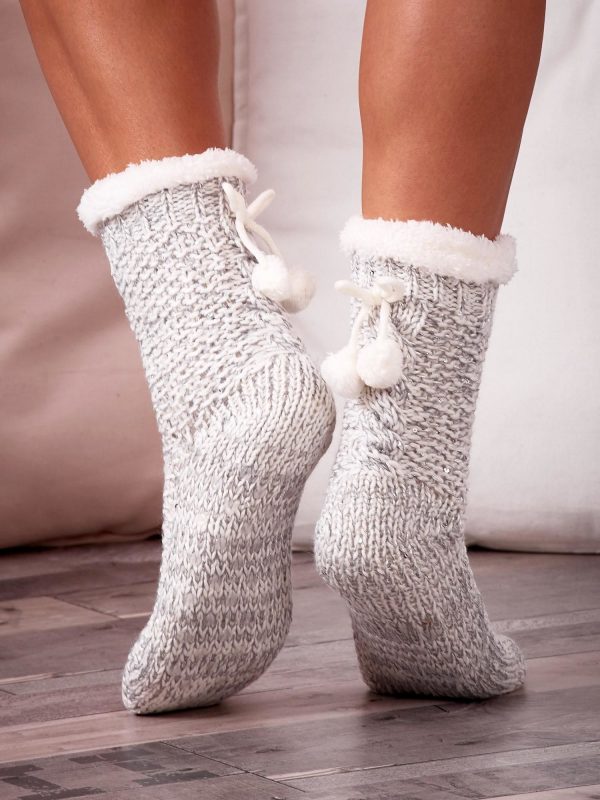 Gray knitted socks for the winter