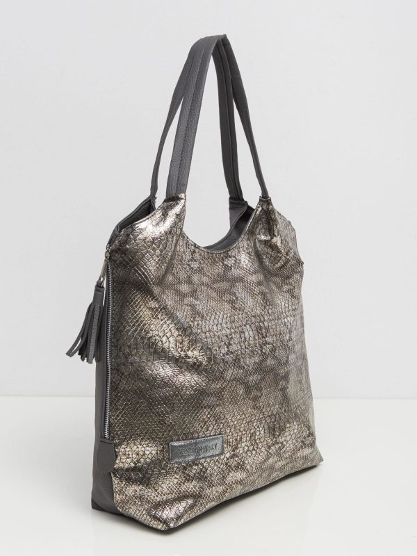 Silver Snake Skin Motif Bag