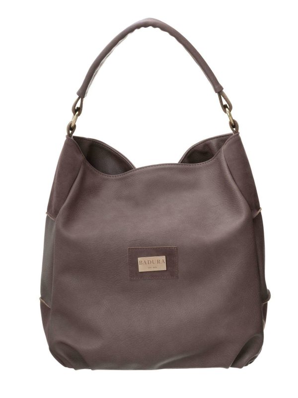 Dark beige bag made of eco-leather BADURA