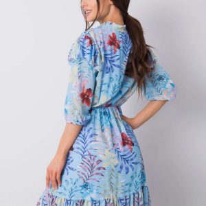 Blue dress with prints by Yulissa