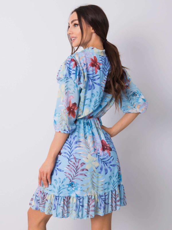 Blue dress with prints by Yulissa