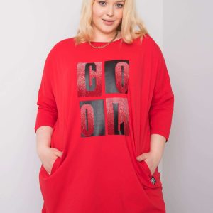 Red loose blouse with Celeste applique