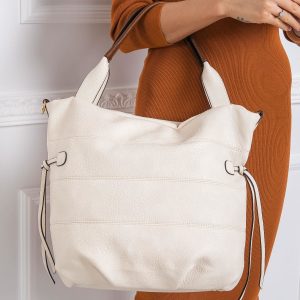 Ecru shoulder bag made of eco leather