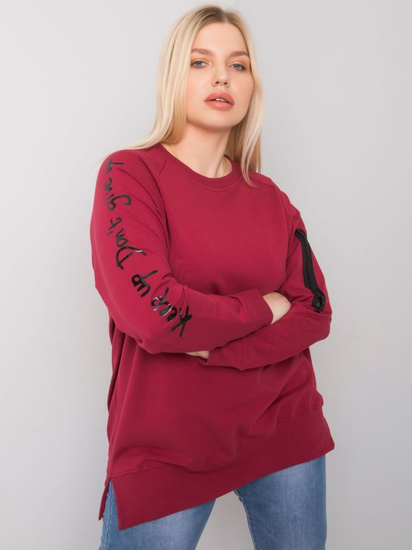 Burgundy plus size sweatshirt tunic Parma