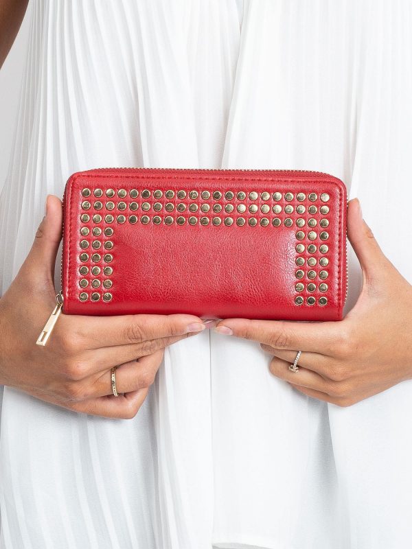 Red wallet with studs