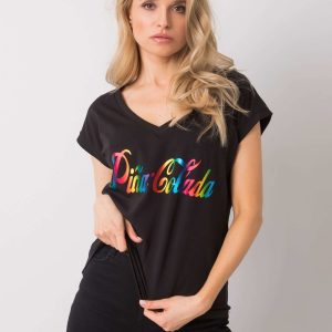 Black T-shirt with print by Hollis