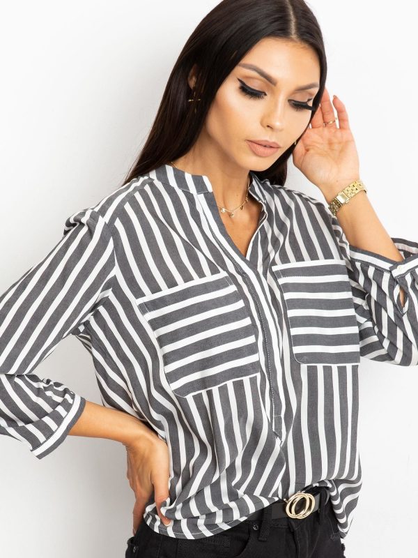 RUE PARIS Black and white blouse Sienna