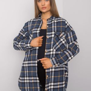 Dark Blue Ladies Plaid Shirt Lais RUE PARIS