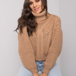 Camel sweater for women with turtleneck Mansfield RUE PARIS