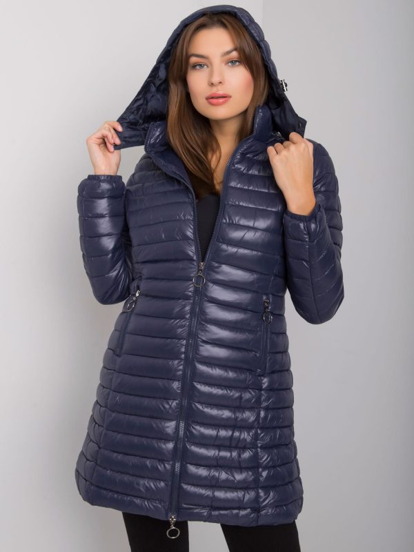 Dark blue quilted jacket with hood Annerly