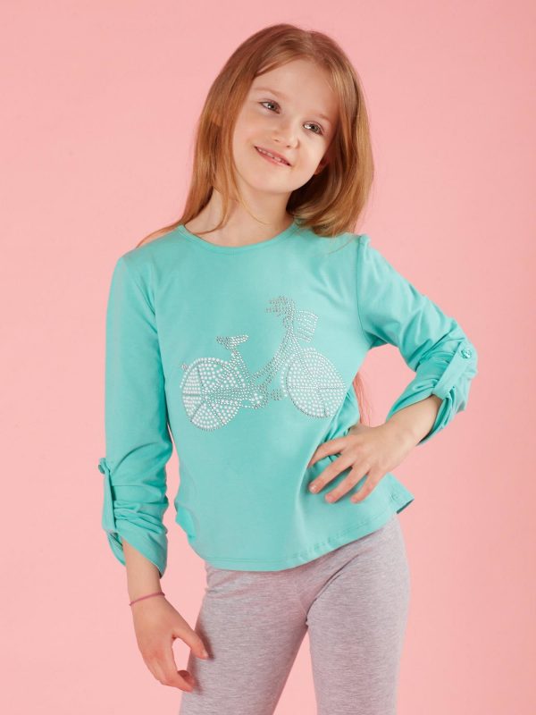 Mint girl blouse with applique