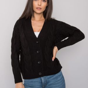 Danville RUE PARIS black cardigan with braids