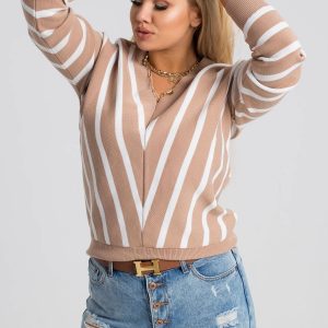 Beige and white sweater plus size Bertha