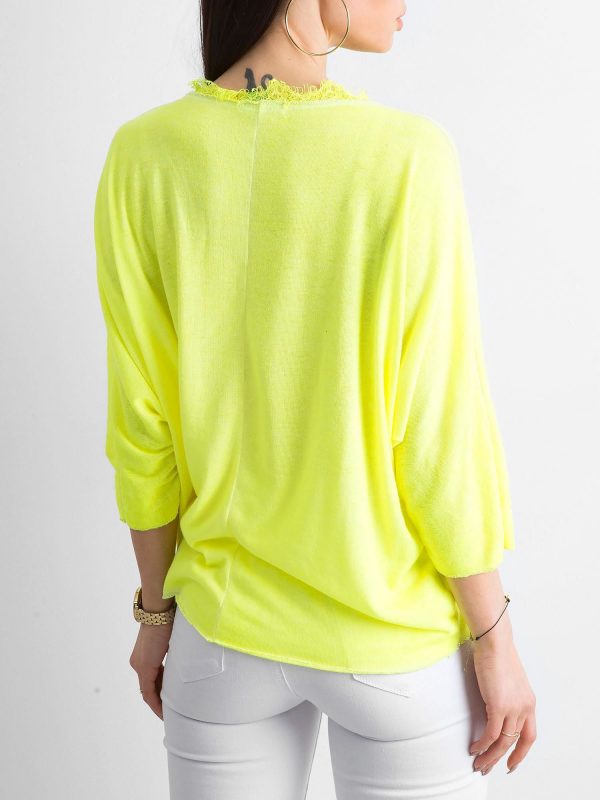 Fluo Yellow Loose V-Neck Blouse