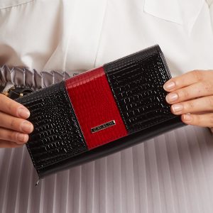 Black and red leather wallet