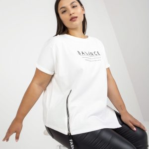 White Loose Plus Size T-Shirt with Lettering