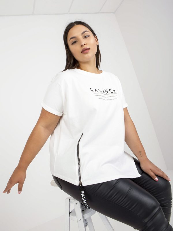 White Loose Plus Size T-Shirt with Lettering