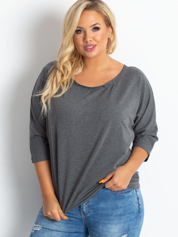 Dark grey blouse with tie back PLUS SIZE Ideological