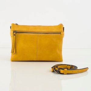 Mustard longitudinal pouch made of eco leather