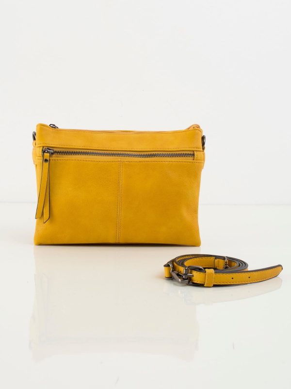 Mustard longitudinal pouch made of eco leather