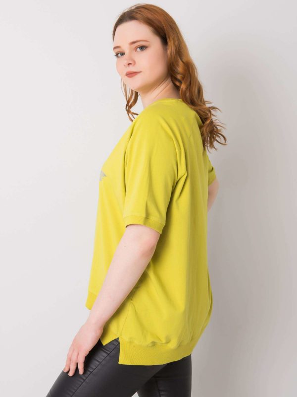 Light green plus size blouse with Tanith print