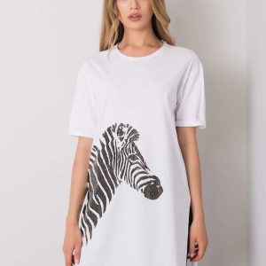 White Long T-Shirt Zebra