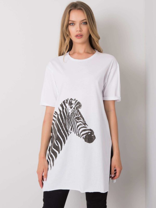 White Long T-Shirt Zebra