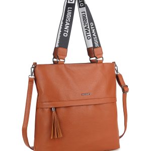 Brown women's bag with decorative handles LUIGISANTO