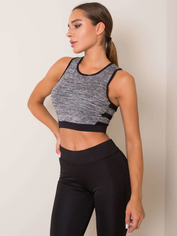 Black and grey Miles sports top FOR FITNESS