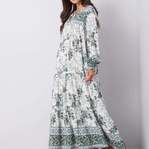 White and green Lucia maxi dress