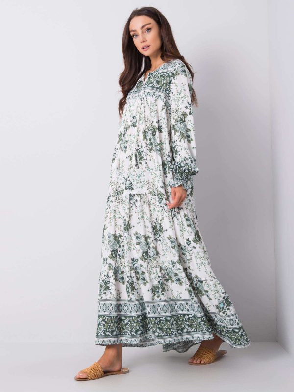 White and green Lucia maxi dress