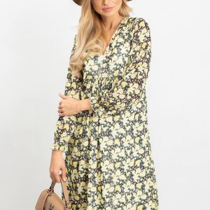 RUE PARIS Yellow-green Spring dress