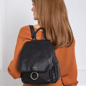 Black Small Backpack with Flip