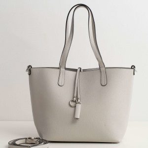 Light grey saffiano shopper