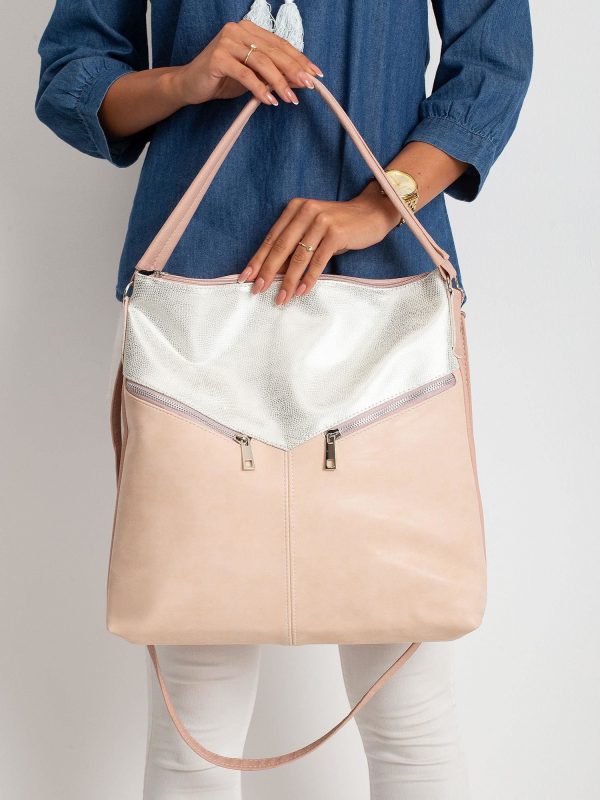 Silver-pink eco-leather bag