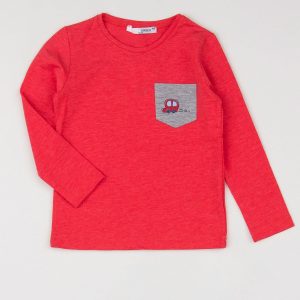 Coral children's blouse with pocket