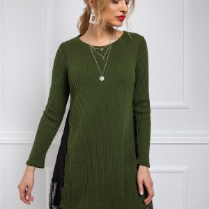 BY O LA LA Dark green long sweater