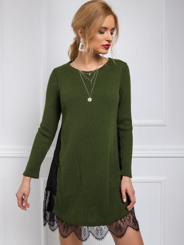 BY O LA LA Dark green long sweater