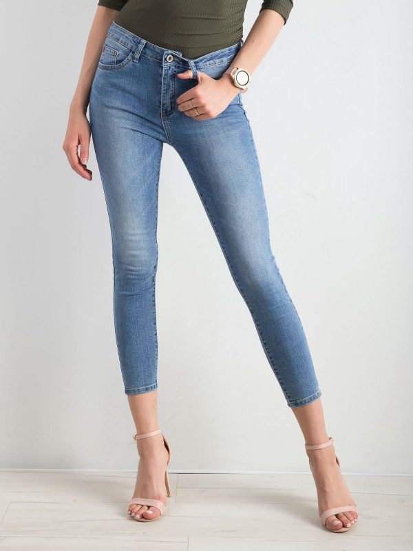 Blue skinny denim tubes